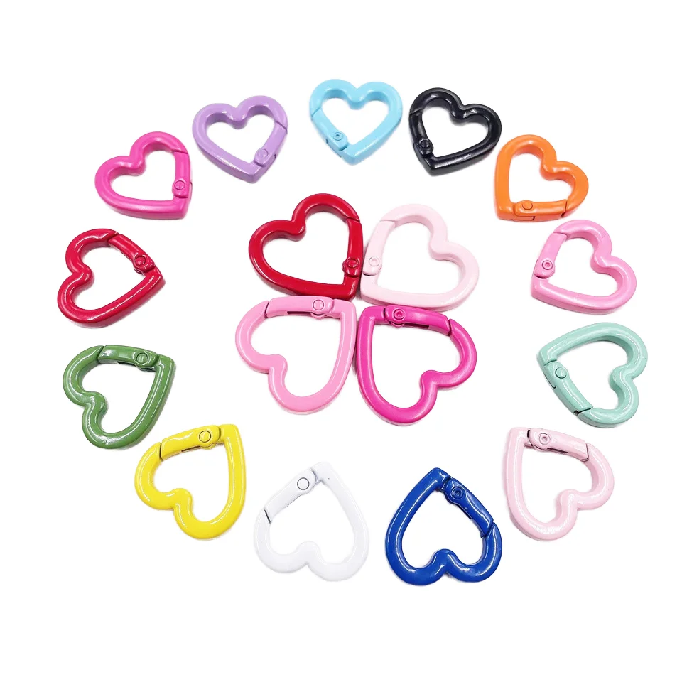 New Style Colorful heart shape Spring Ring DIY Handmade Jewelry Keychain/Carabiner Promotional Keychains Carabiners