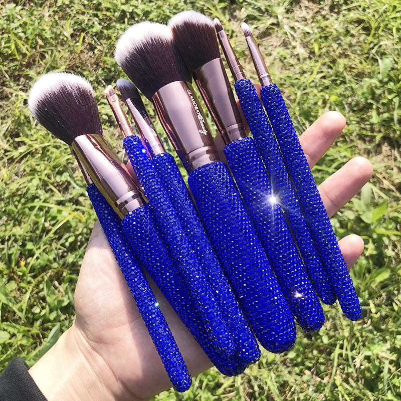 Make set up Diamonds 12 pcs Luxury  Makeup Brush Set  Wholesale Diamonds Handle Private Label foundation Cosmetic makeup brush