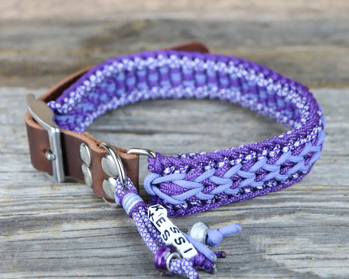 Custom Paracord Bracelet adjustable fashion  handmade  beautiful dog collar with High Quality  leather adapter