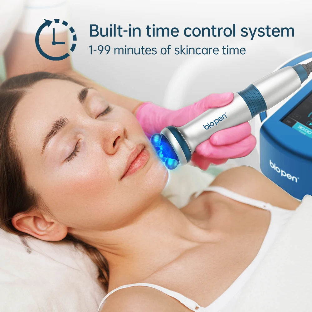 New arrival Beauty Salon Equipment Bio pen T6 with RF,EMS,Electric Skin Lifting,Blue Light  4 in 1 Skin care tool