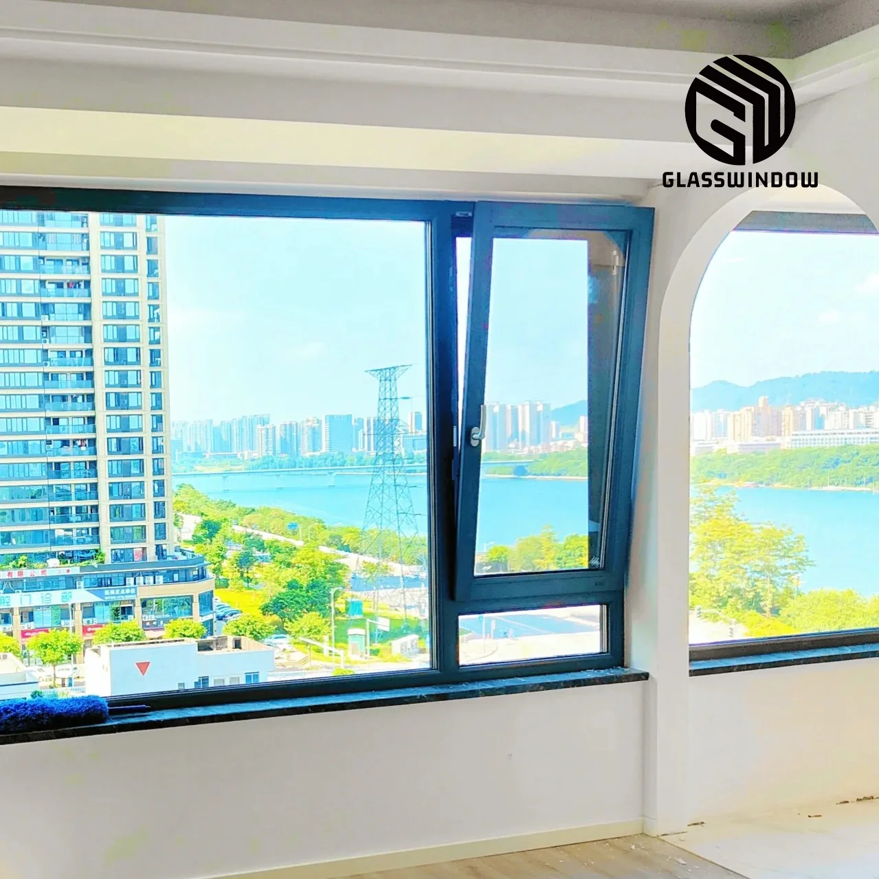 Glasswindow aluminum sliding window with blue glass 	 gazebo outdoor aluminum luxury aluminum windows with mosquito mesh