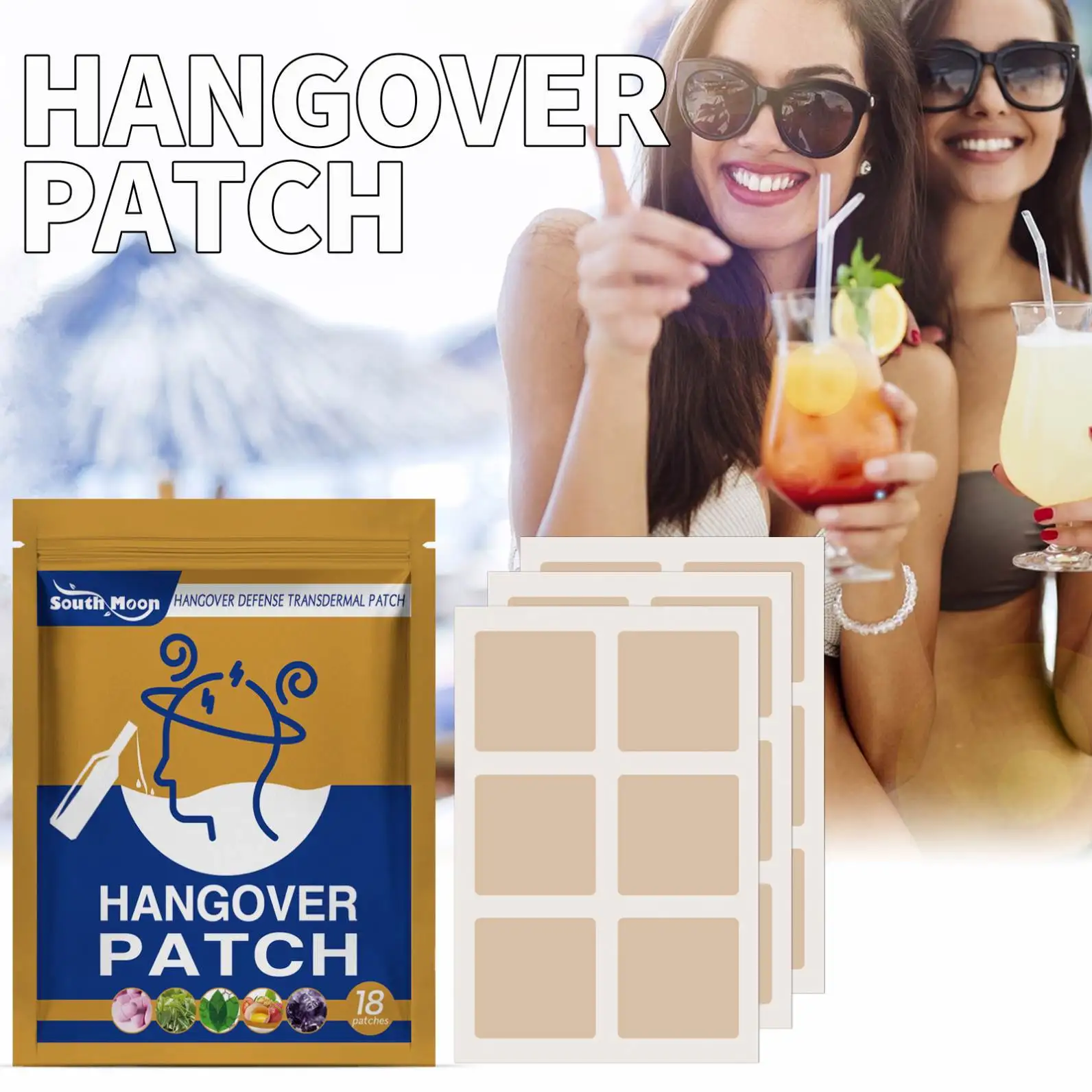 South Moon High Quality Private Label Complex Vitamin Hangover DefenseTransdermal Patch Anti Hangover Patch for Drink