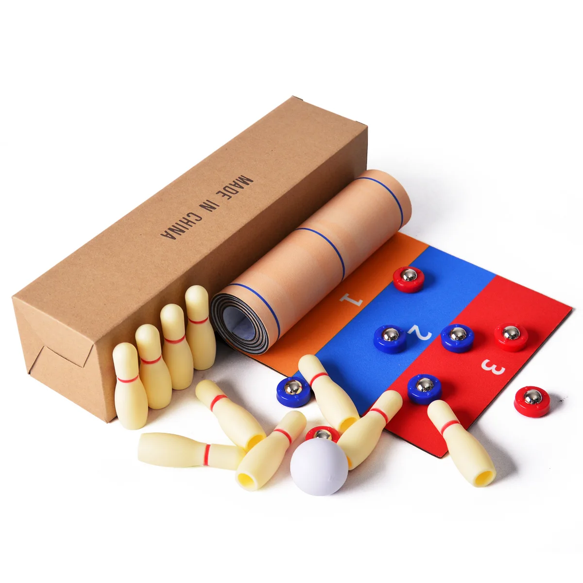 Shuffleboard Table 3 in 1 Curling Game and Bowling Set Tabletop Shuffleboard Portable Mini Tabletop Games