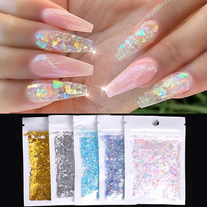 Nail Aurora Fragment Paper Irregular Colorful Candy Gradient Fragments Aurora Illusion Glitter 3D Nail Art Sequins