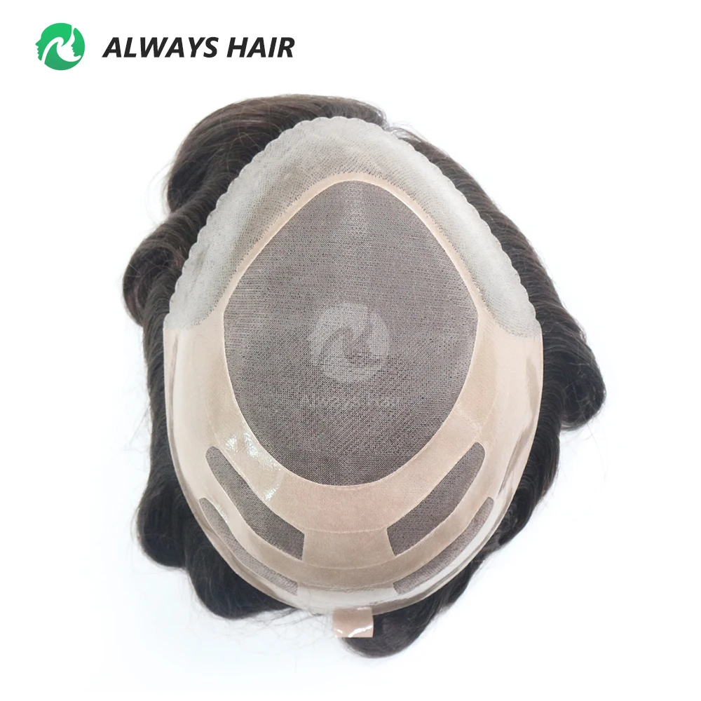 New Arrival Fine Mono Top Hair Patch for Men Mono And PU with Gauze Man Wig Toupee