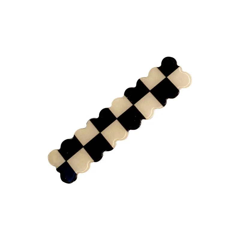 Vintage Black White Checkerboard Print Girls Hair Pin Accessories creaseless hair clips Lady Gifts Headwear