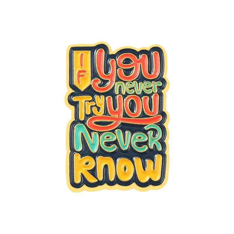 Personalized Inspiring English Letter Enamel Brooch Lapel Pins Backpacks Clothings Hats Badge Pins For Children
