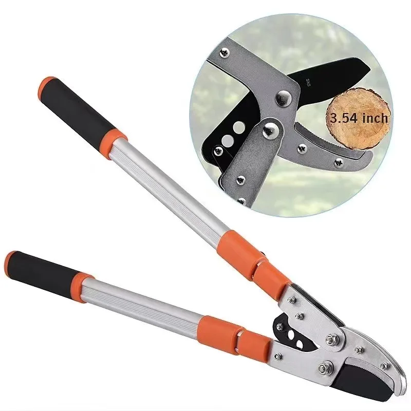 
professional ratchet pruning shears telescopic garden big lopping shear aluminum handle bypass lopper pruner shears 