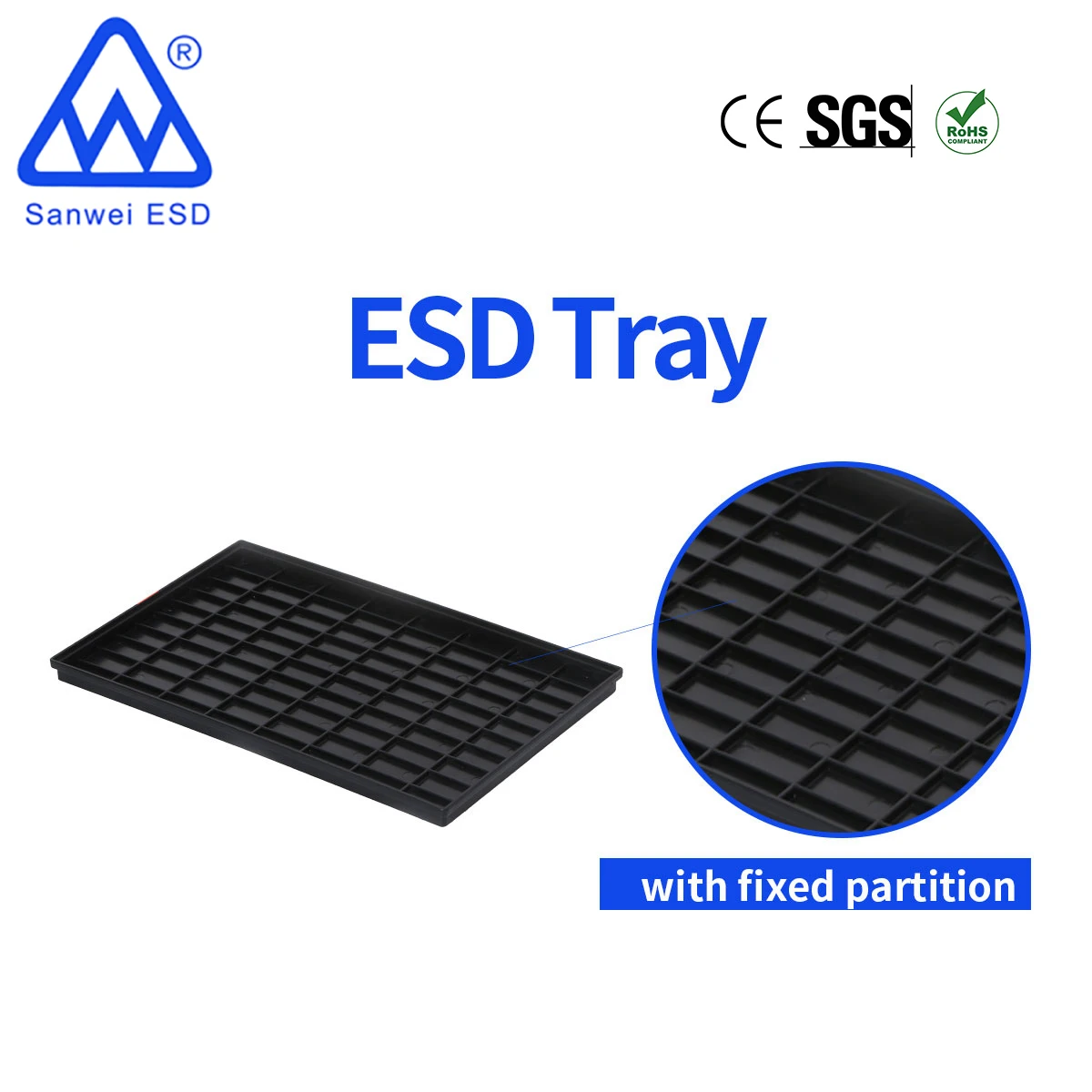 Электронный пластиковый esd безопасный проводящий лоток для печатных плат