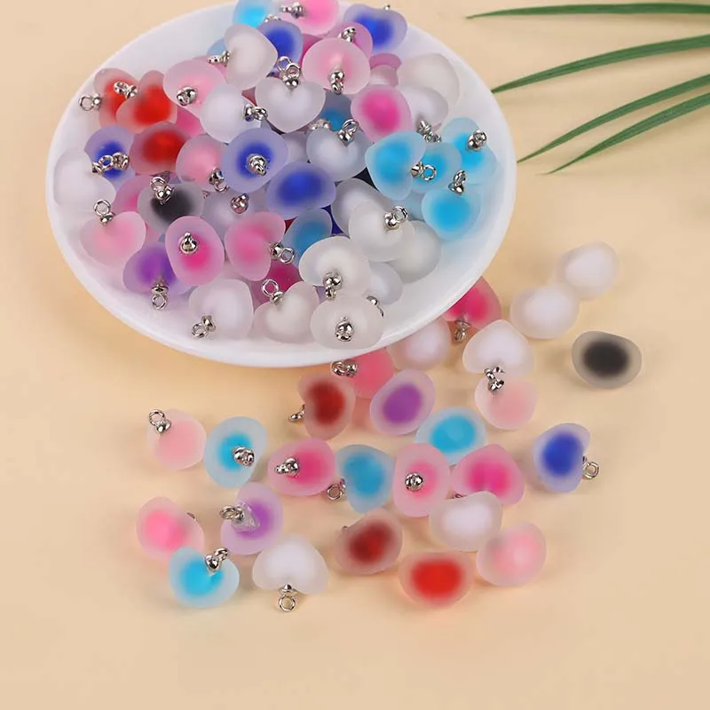 Frosted acrylic peach heart jelly beads earrings charms ring diy jewelry findings handmade keychain accessories headrope pendant