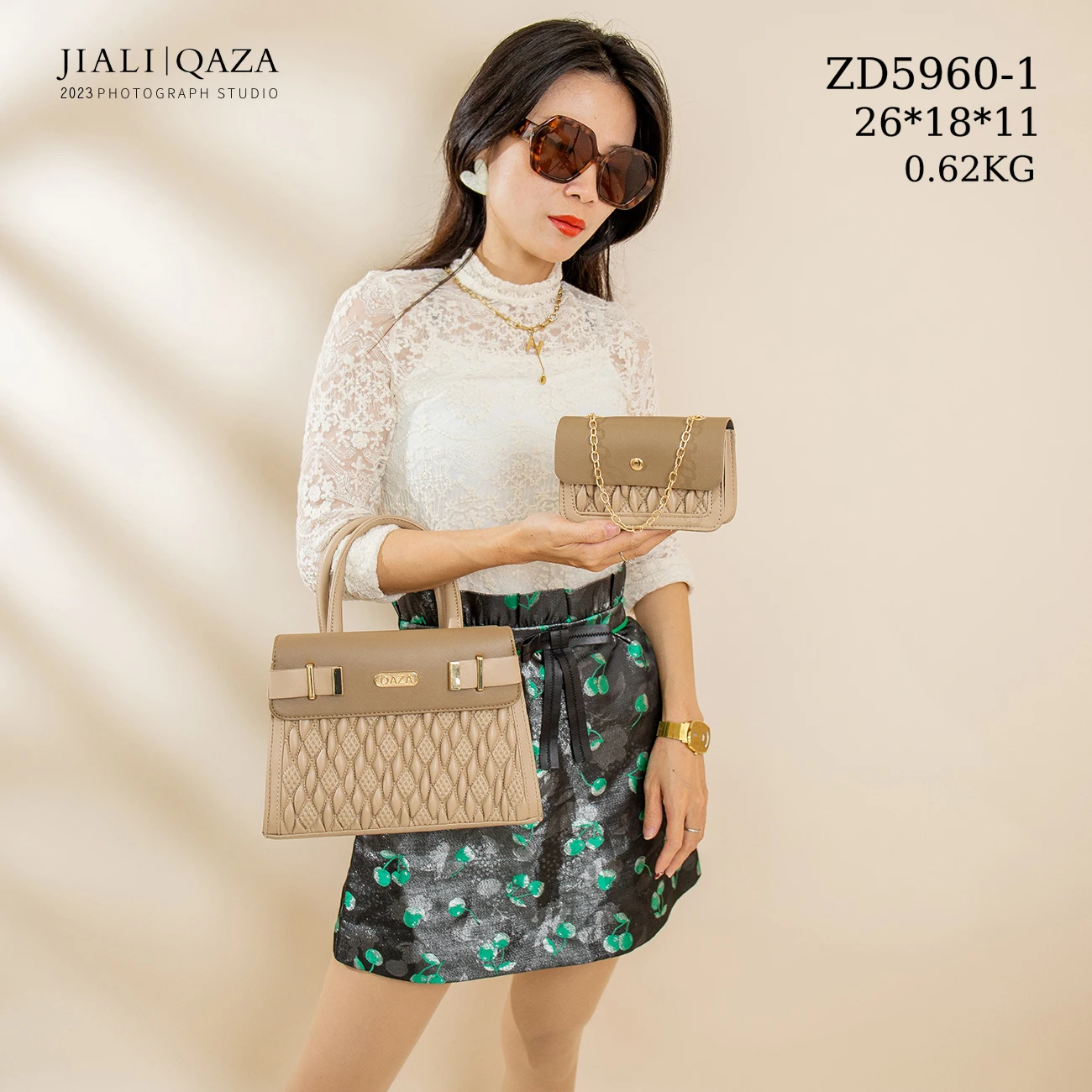 QAZA Hot Selling Luxury Top Quality 2in1 Women Purses and Handbags 2023 New Fashion Design PU Leather Ladies Shoulder Tote Bags