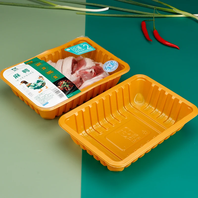 Wholesale cheap price high quality disposable yellow PP plastic tray utility box for meat fruit vegetables package