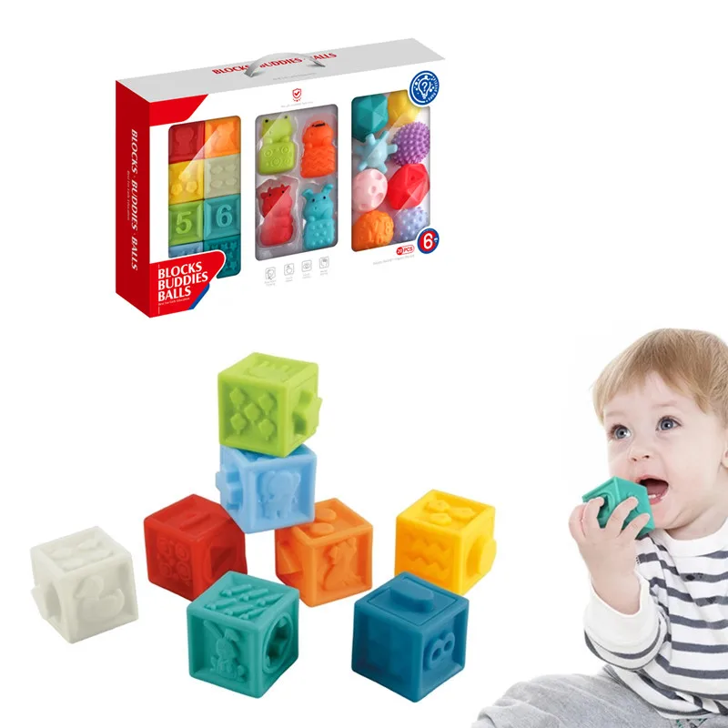 Cube Style Ball Animal Silicone Soft Baby Block For Baby