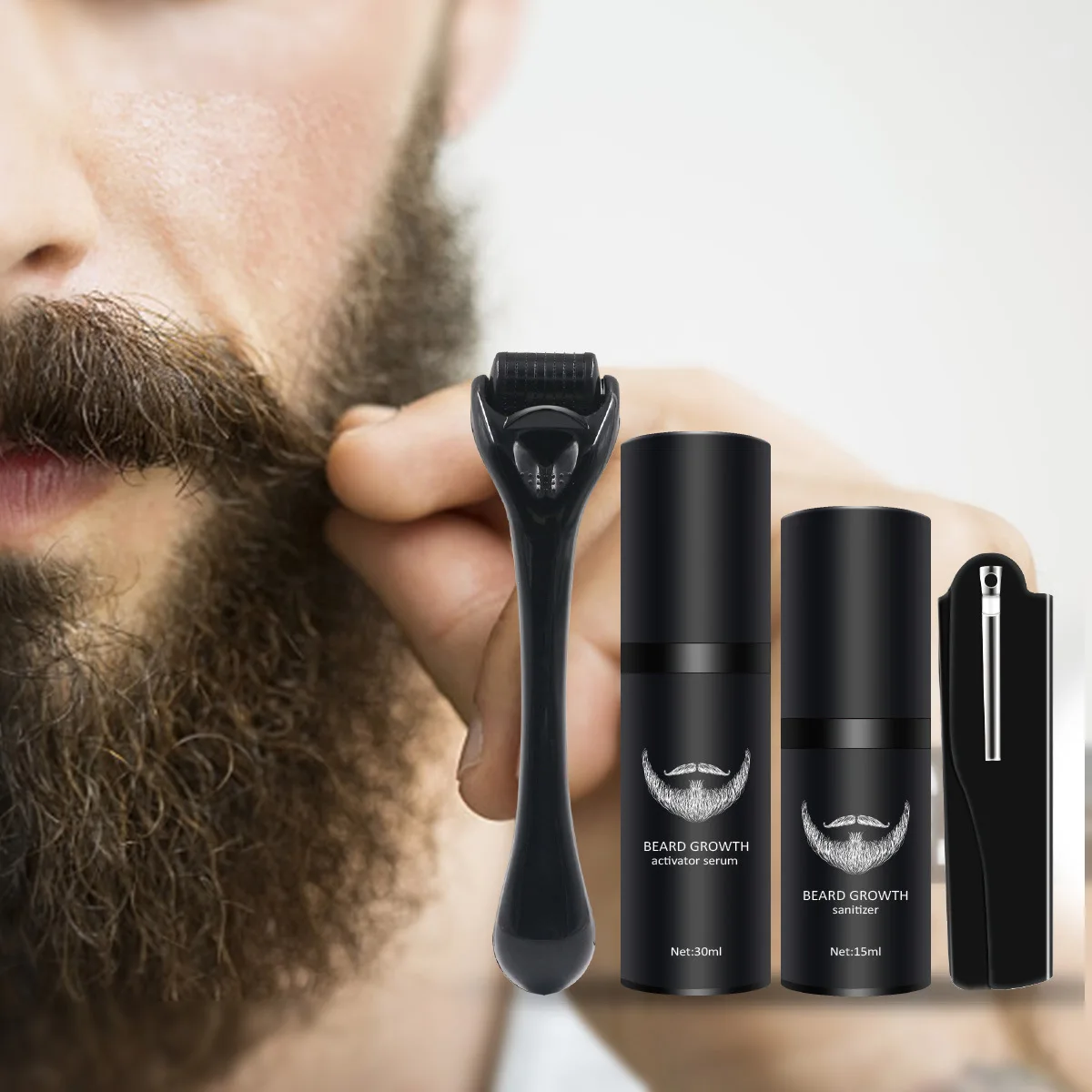 wholesale high quality beard oil sanitizer comb products beard care growth kit for men