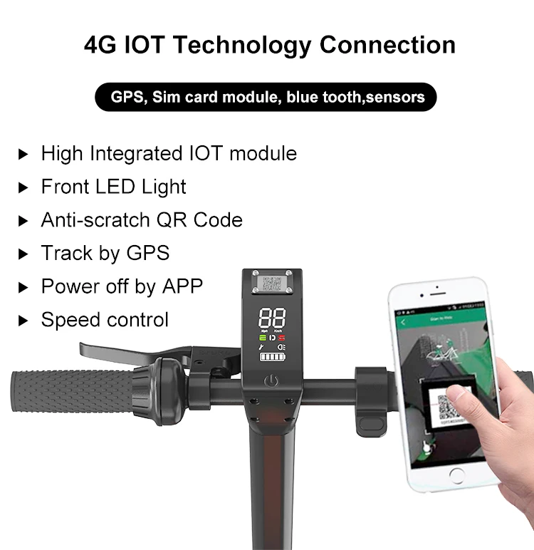 Long Range Scooter Big Battery Swappable GPS Scooter Electric 450W Motor front Suspension Sharing escooter