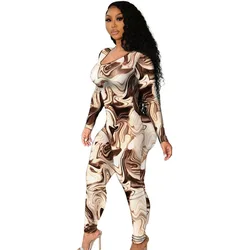 S-5XL Women plus size Floral Printing Plus Size Spring Sexy Design Women Close Fit One Piece Women Jumpsuit