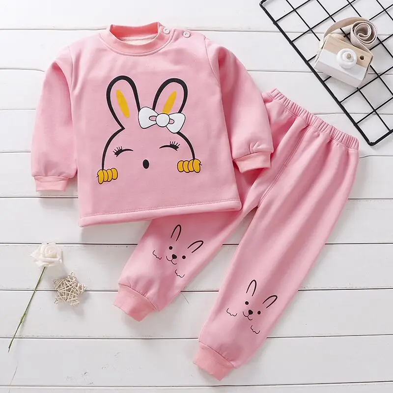 Children Thermal Underwear with Velvet Padded for Boys and Girls Winter Thicken Clothes
