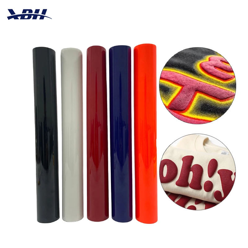 Customize 3D Puff Heat Transfer Vinyl Roll Sheets 0.5*1m Foaming HTV Film Iron on Vinyl for DIY Textile Clothing Tshirt