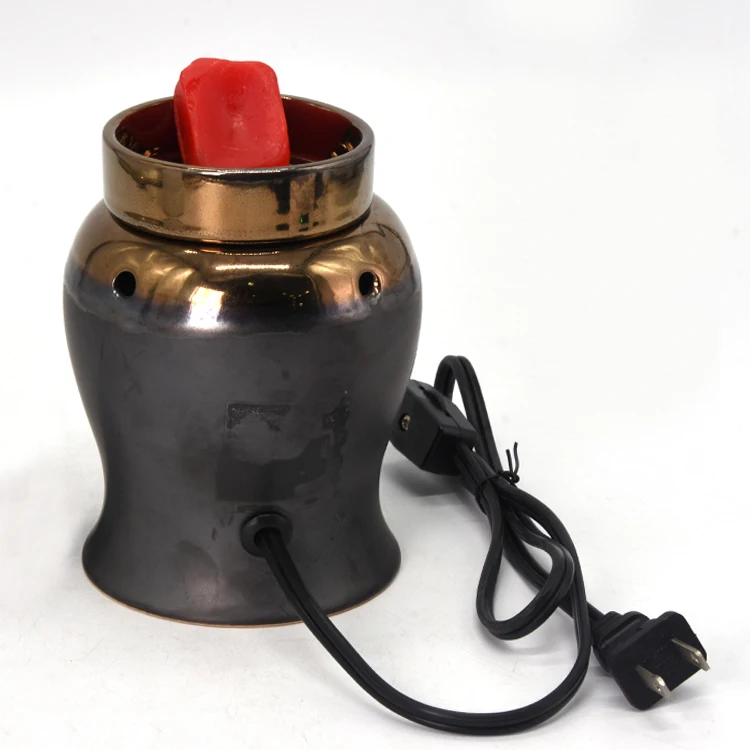 
Golden Cover Light Solid Black Bottom Full Certification Vase Shape Ceramic Wax Candle Warmer 