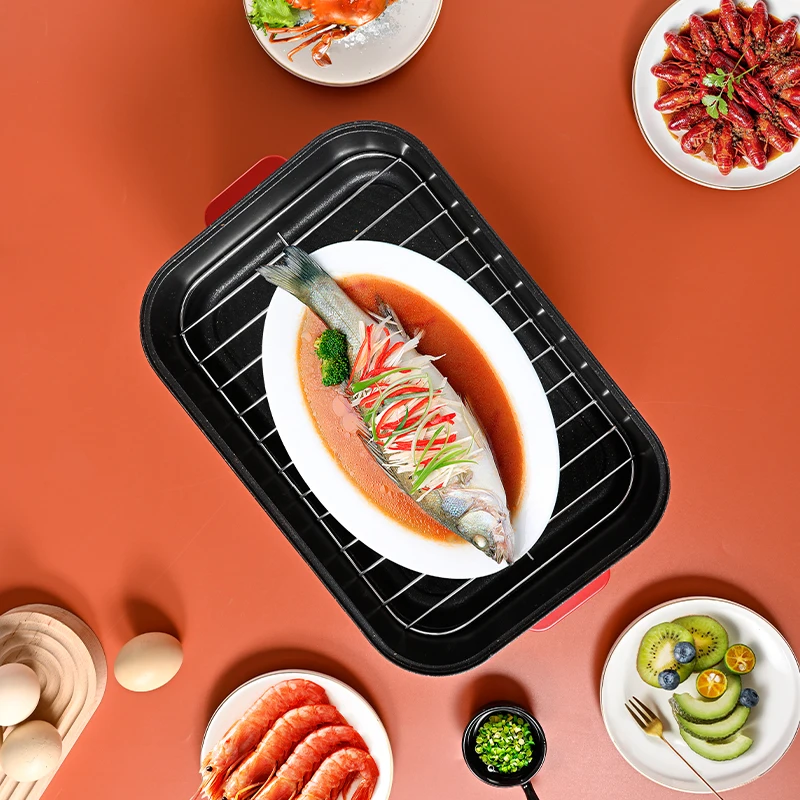 Chukang 220v mini multi purpose electric cooking hot pot small double electric frying pan skillet