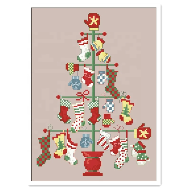 
 Набор для вышивки новогодней елки DPC121, Набор для вышивки крестиком, 18/14/11 шт.  