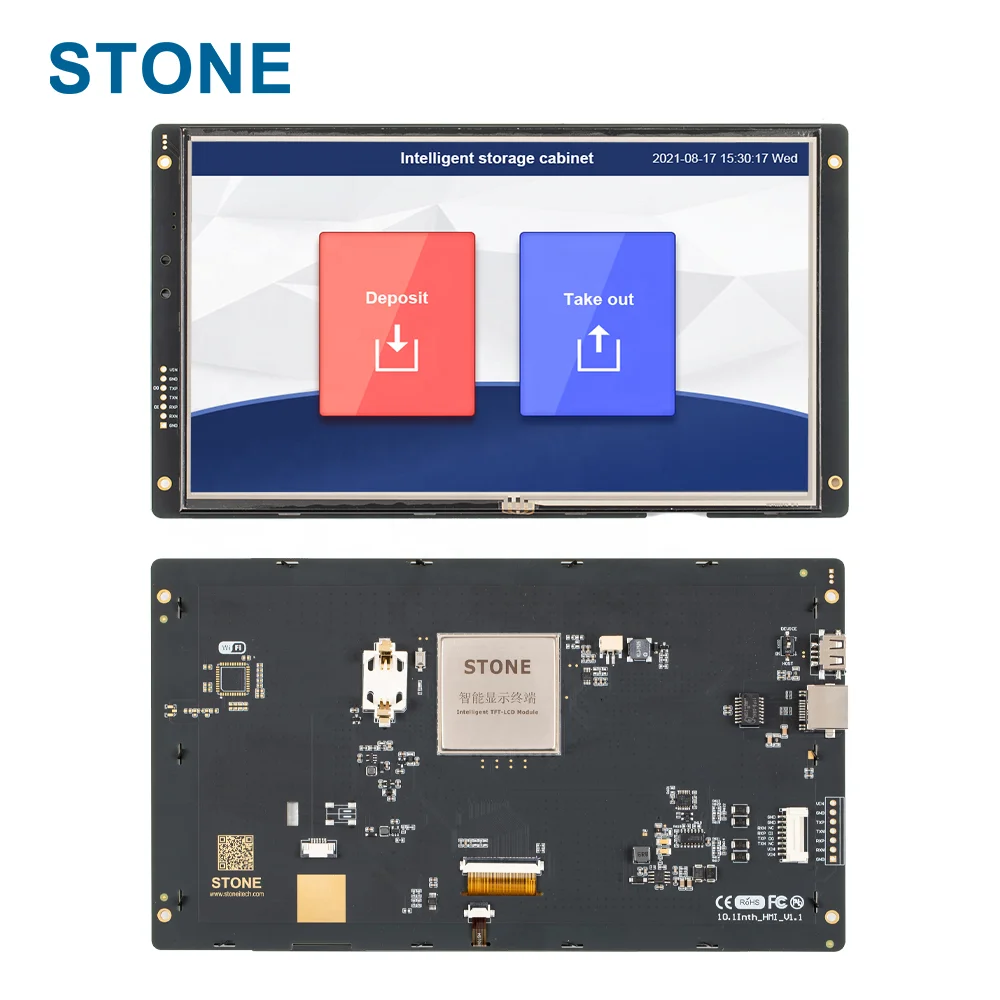 STONE 10.1 Inch TFT LCD HMI Touch Screen industry grade Module With 1024*600 Solution Serial UART