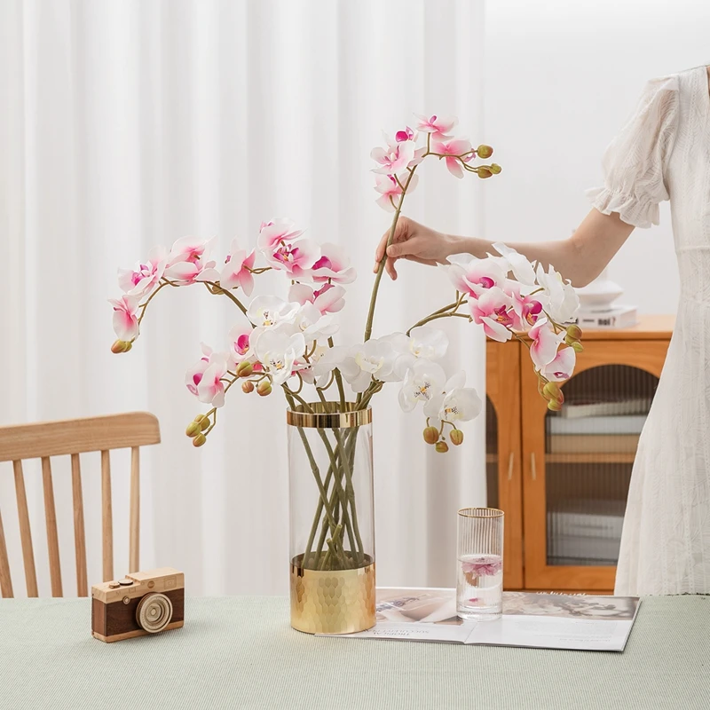 MW18903 Artificial Orchid Stems Real Touch Orchid 27.9 inch Tall Butterfly Phalaenopsis Flower Home Wedding Decoration