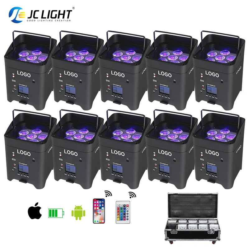 Wifi Wireless Control DMX 6x18w RGBWA UV 6in1 Battery Powered Uplights LED Par Light for Wedding DJ Party Bar