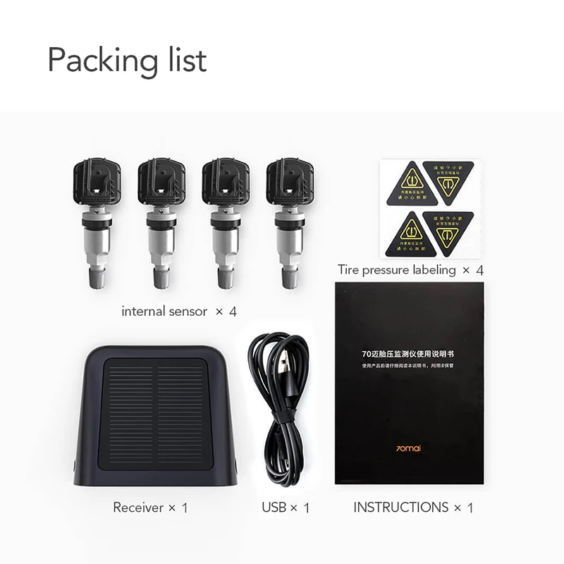 
Original Xiaomi 70mai Tire pressure monitor auto alarm Solar Power Dual USB Charge app control Car Security Alarm System 