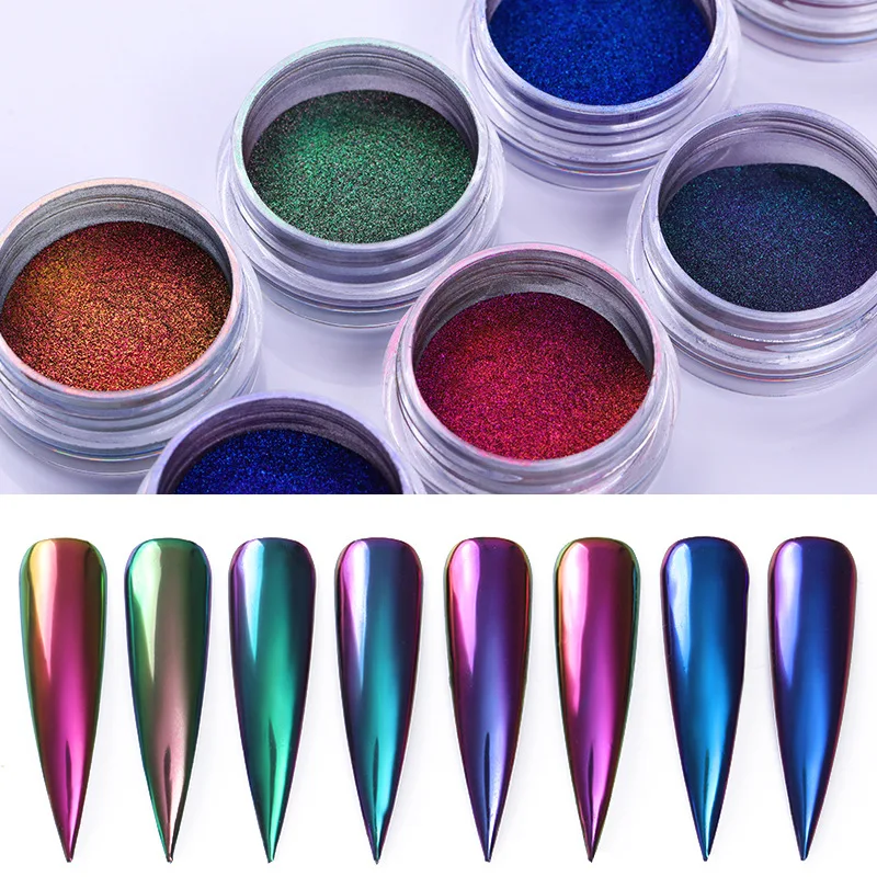 The Chameleon Powder 8 Colors Nail Art Glitter Pigment Acrylic Chameleon Nail Chrome Powder