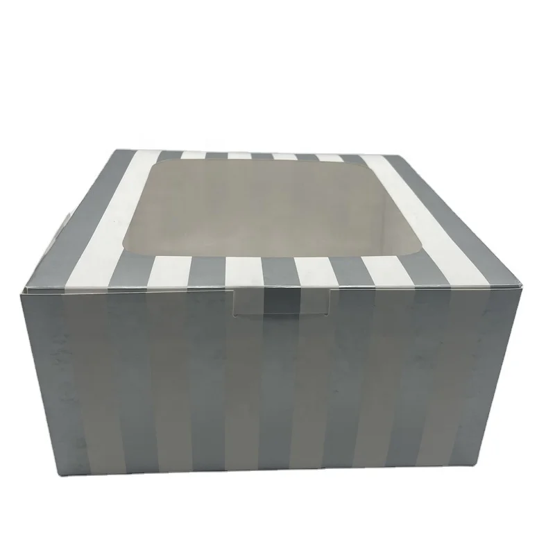 Luxury Custom Printed White Clear Square Rectangular Fancy Cake Box Birthday Party Gift Sweet Cookie Packaging Box With Windows