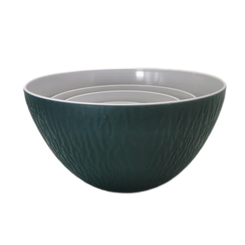 kichenware collection high quality BPA free melamine 5 pieces salad bowl set with bark grain surface