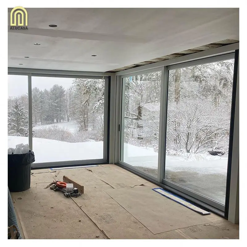 Alucasa Aluminium Balcony System Triple Glass Aluminum Sliding Folding Doors Turkey Style Armored Door