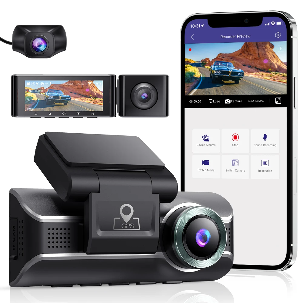 3 0 дюймов hd канала 4k 1080p way слежения GPS Автомобильный видеорегистратор автомобиля тире камера рекордер