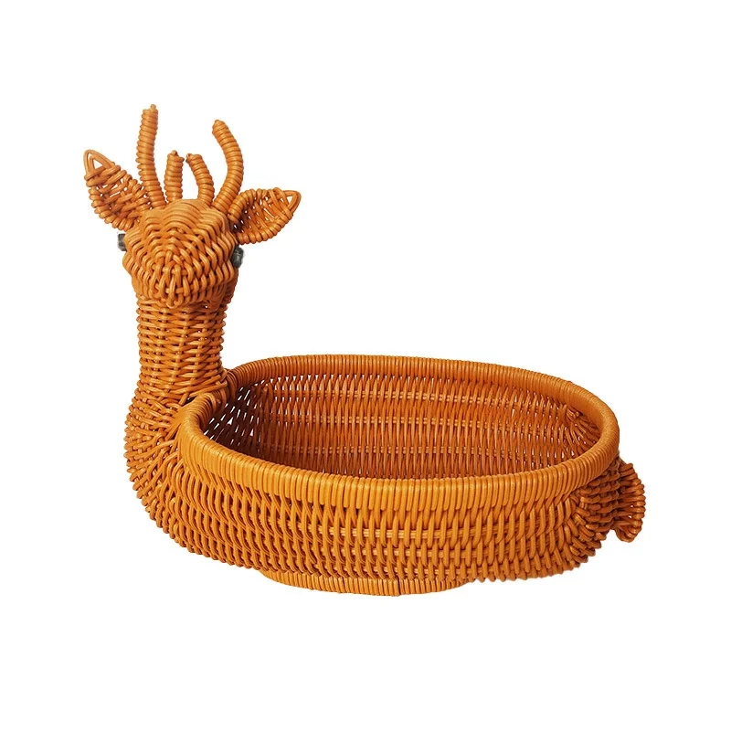 New sells rattan like woven basket food display rattan frame creative animal shaped woven basket