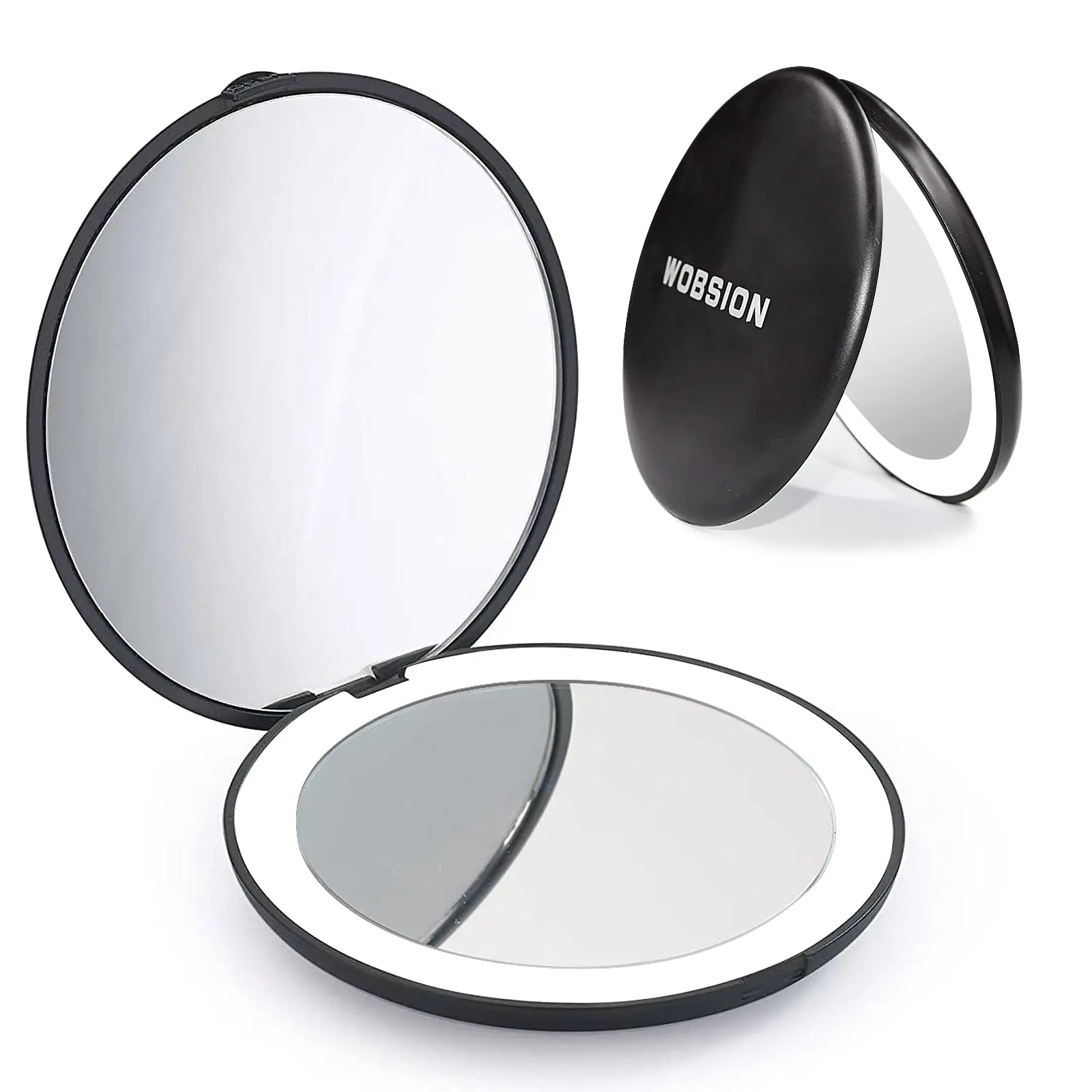 3.5 inch Lighted Travel Makeup Mirror 1x/10x Magnification Compact Portable for Handbag Purse LED Pocket Mirror