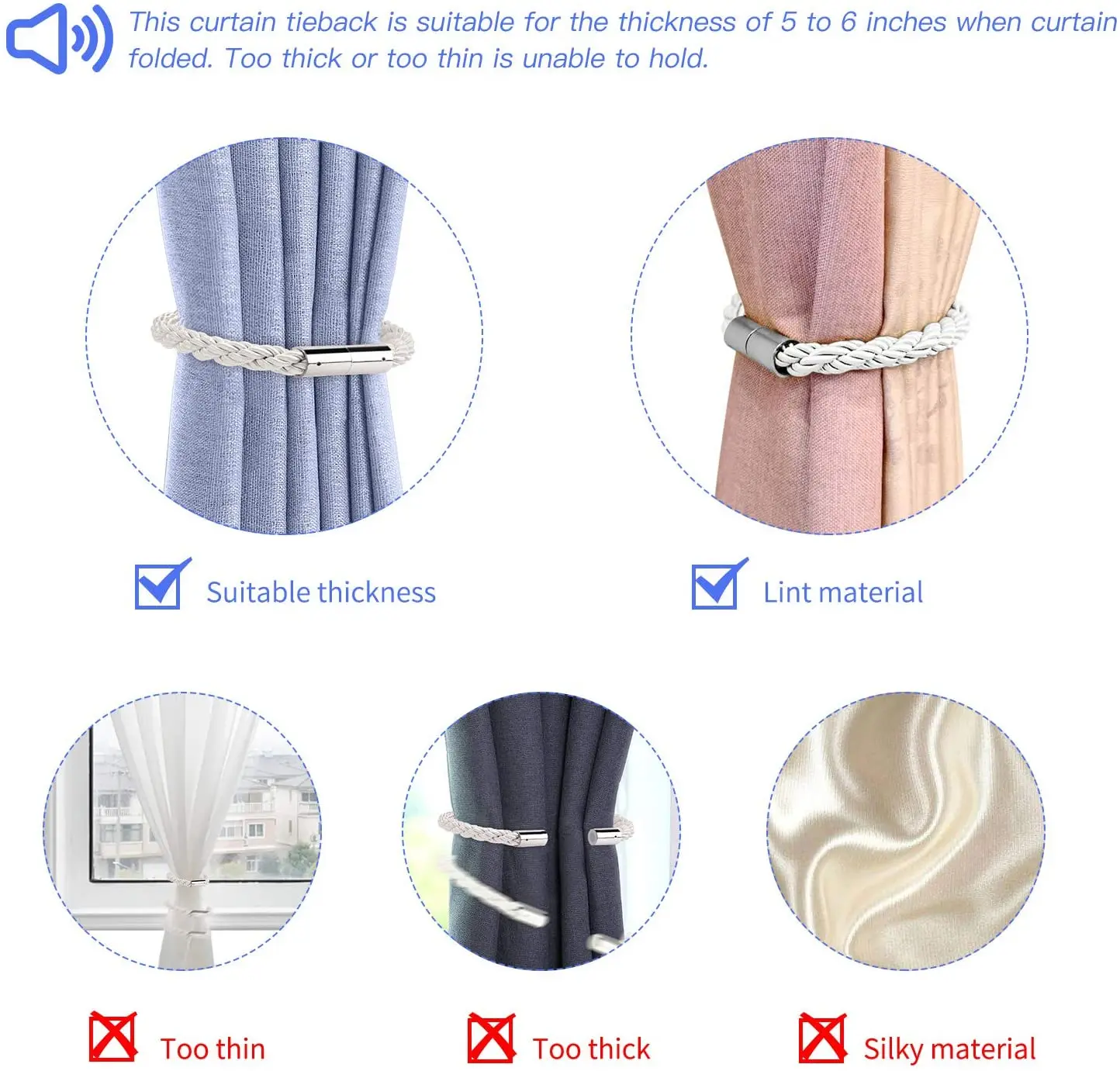 
Amazon Best Seller Decoration Curtain Accessory Home Furniture Curtain Magnetic Tieback Drape Holders Holdbacks Decorative 