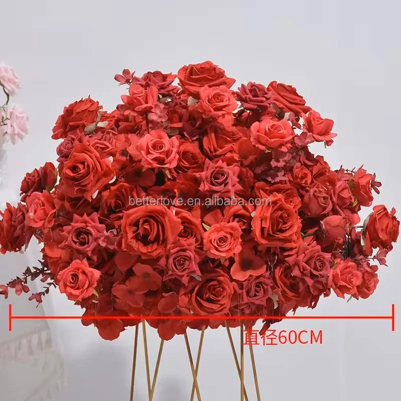 betterlove silk red rose  bou    de large 40 60 round white blue  baby breath   rose arrangement ball flowers