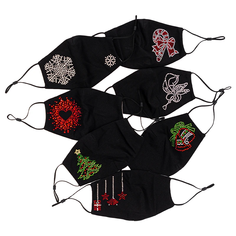 Cotton Washable Fashion Mask Rhinestone Bling Face Mask Christmas Party Masks