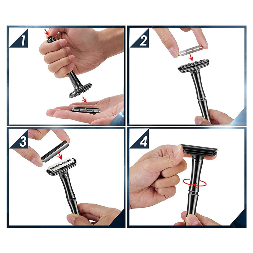 Spolo Double Edge Safety Razor Adjustable Sharpness Shaver With Stainless Steel Blades Twin Blade Shaving Razor For Man