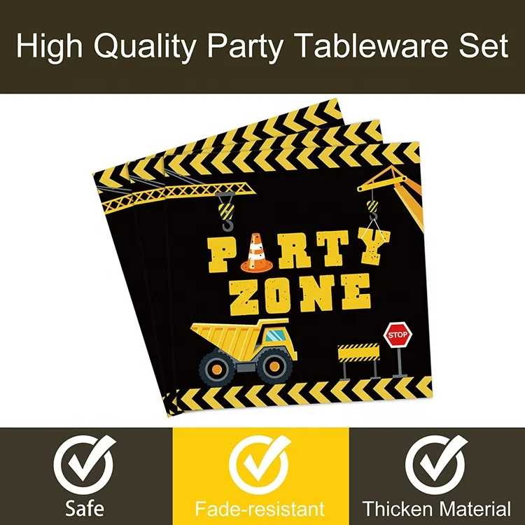 Construction Birthday Party plates and napkins Construction Theme Tableware Set Dump Truck Party Table Decorations Supplies