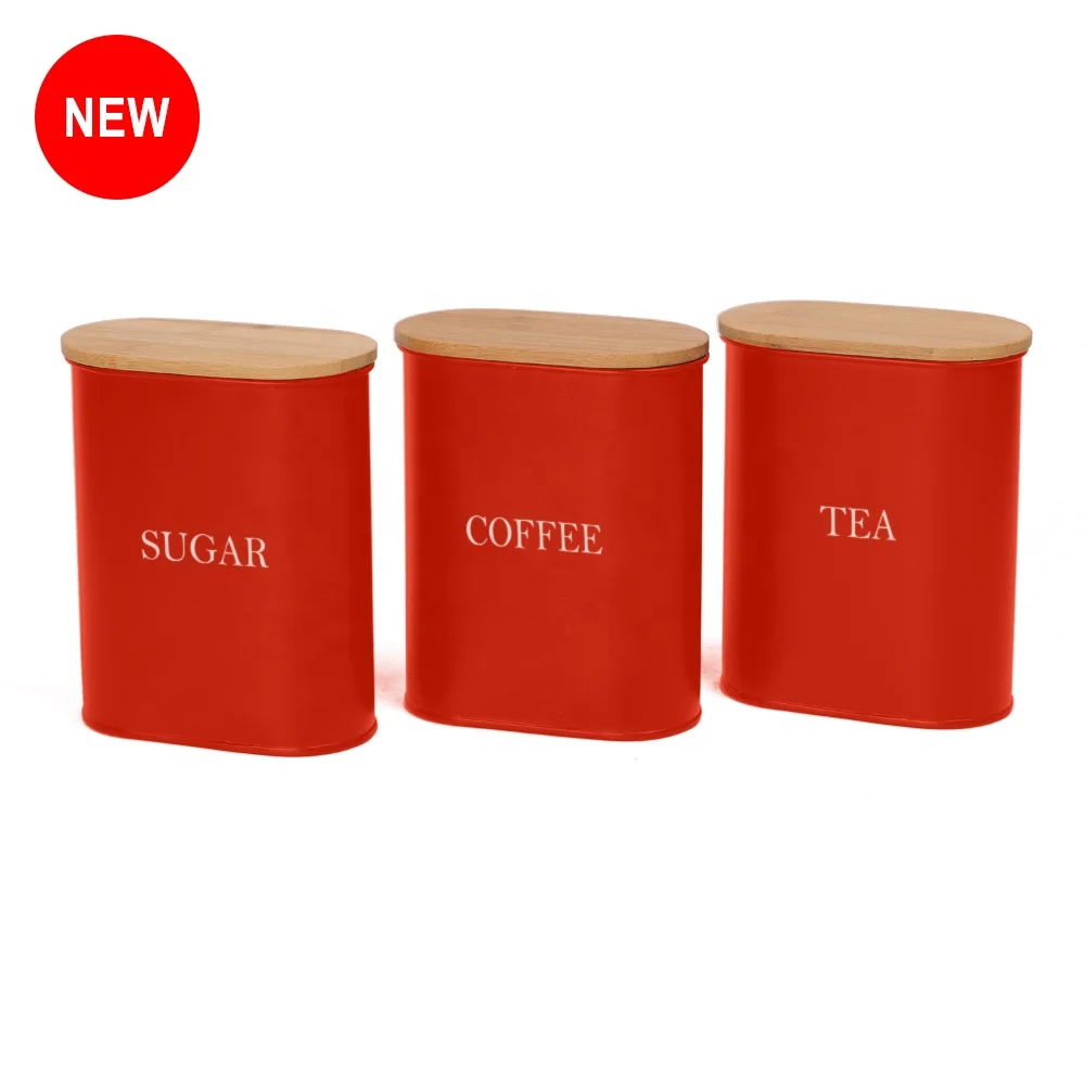 Customized Vintage Food Storage Jar For Sugar Coffee Tea 3PCS Canister Set Metal Canister Tin