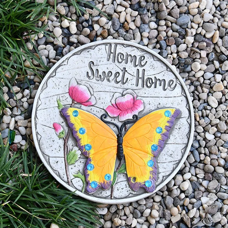 Hot Sale Outdoor Cement Garden Decoration Stepping Stones With Butterfly Flower