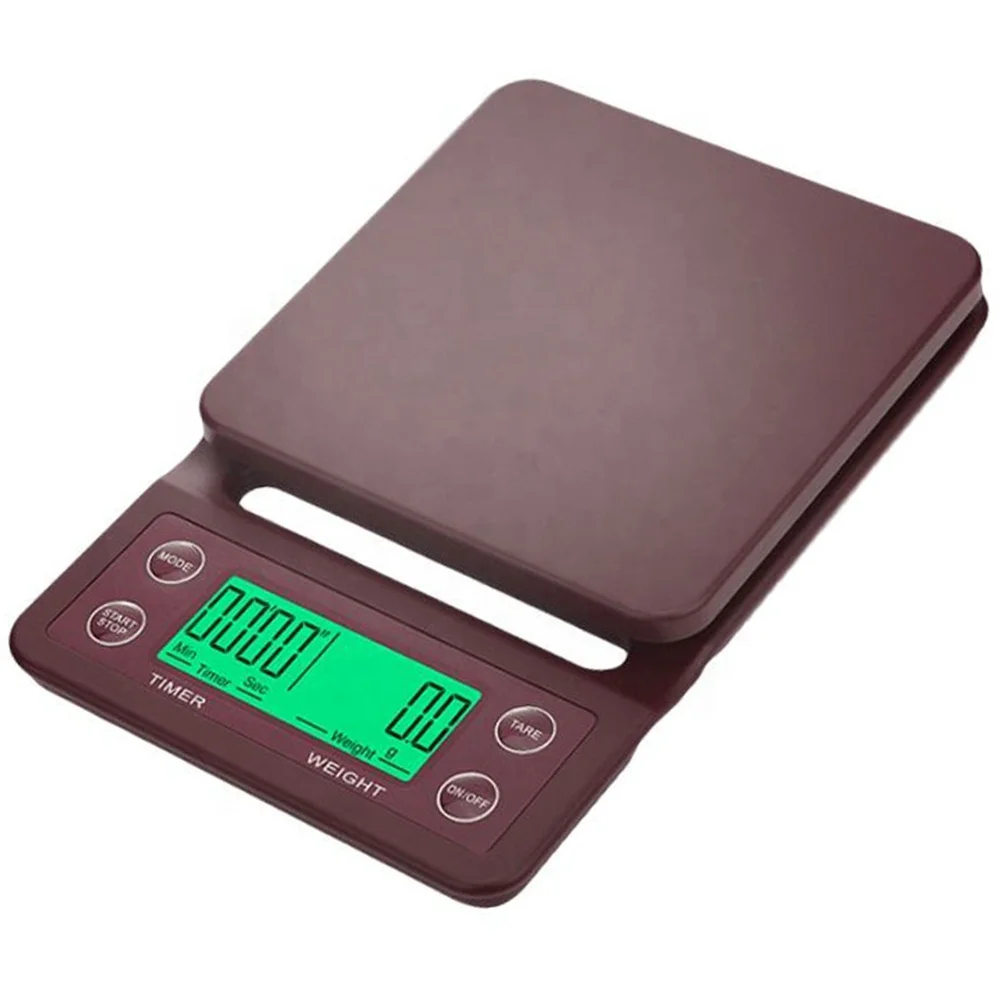 Portable Stainless Kitchen Scale Digital Timer Scale Food Balance Weight Scale for for Drip Coffee Black/Chocolate Color