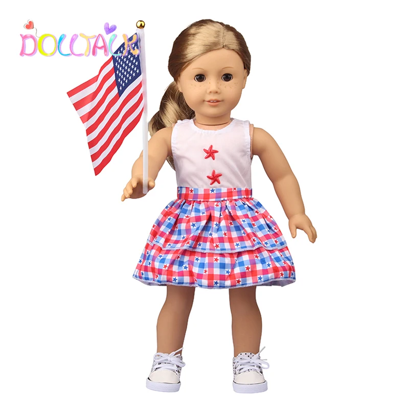 Dolltalk Brand 18-inch American Flag Doll Dress Doll Clothes