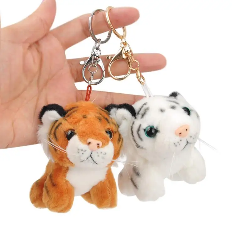 Simulation Tiger Pendant Zodiac Tiger Keychain Stuff Plush Doll Toy Bag Jewelry Backpack Ornaments Animal Keychain Doll