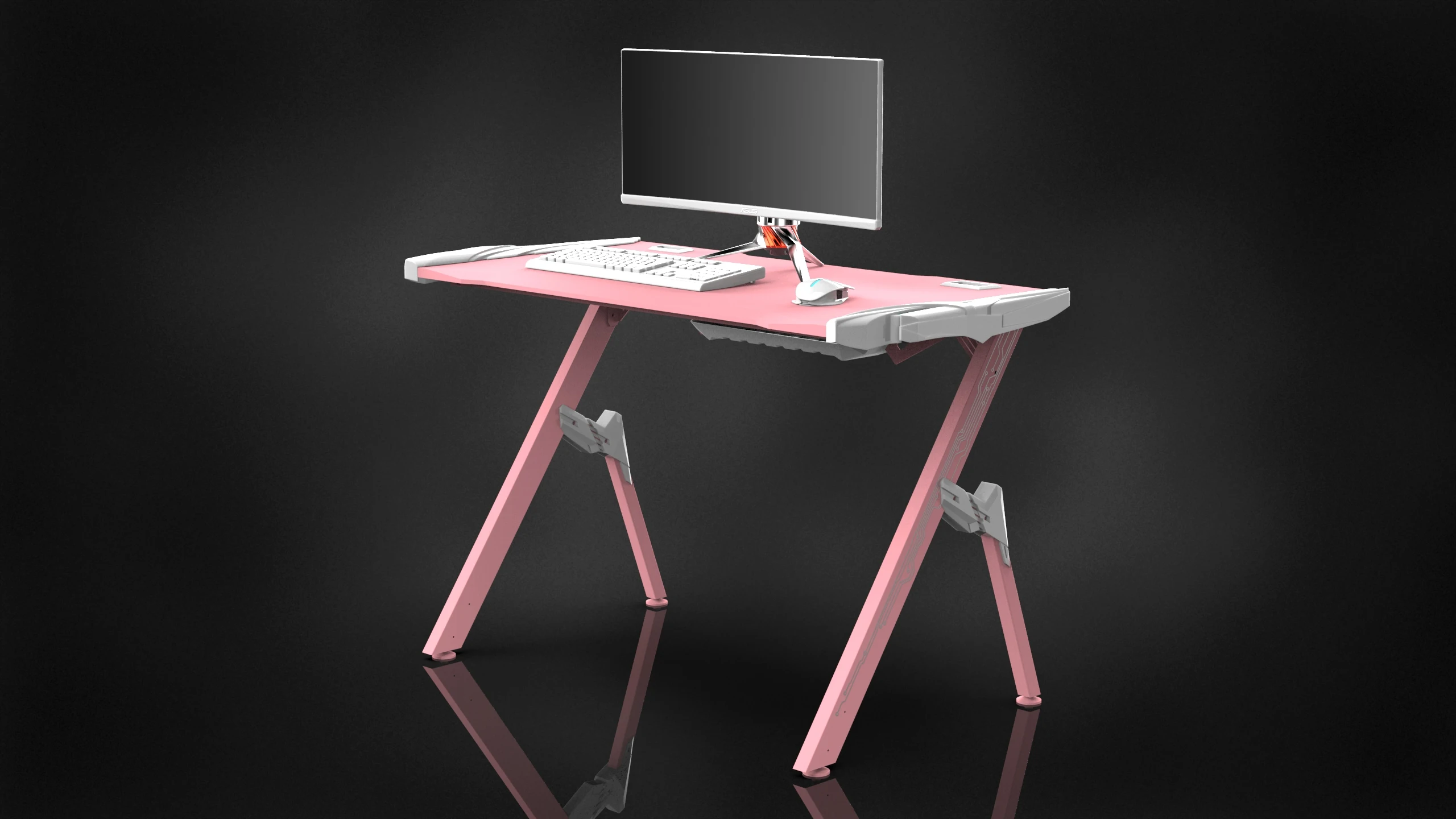 S  NEW ITEM 1.2m Latest design RGB  LED light gaming table PC computer   gaming desk with carbon fiber  MDF desktop