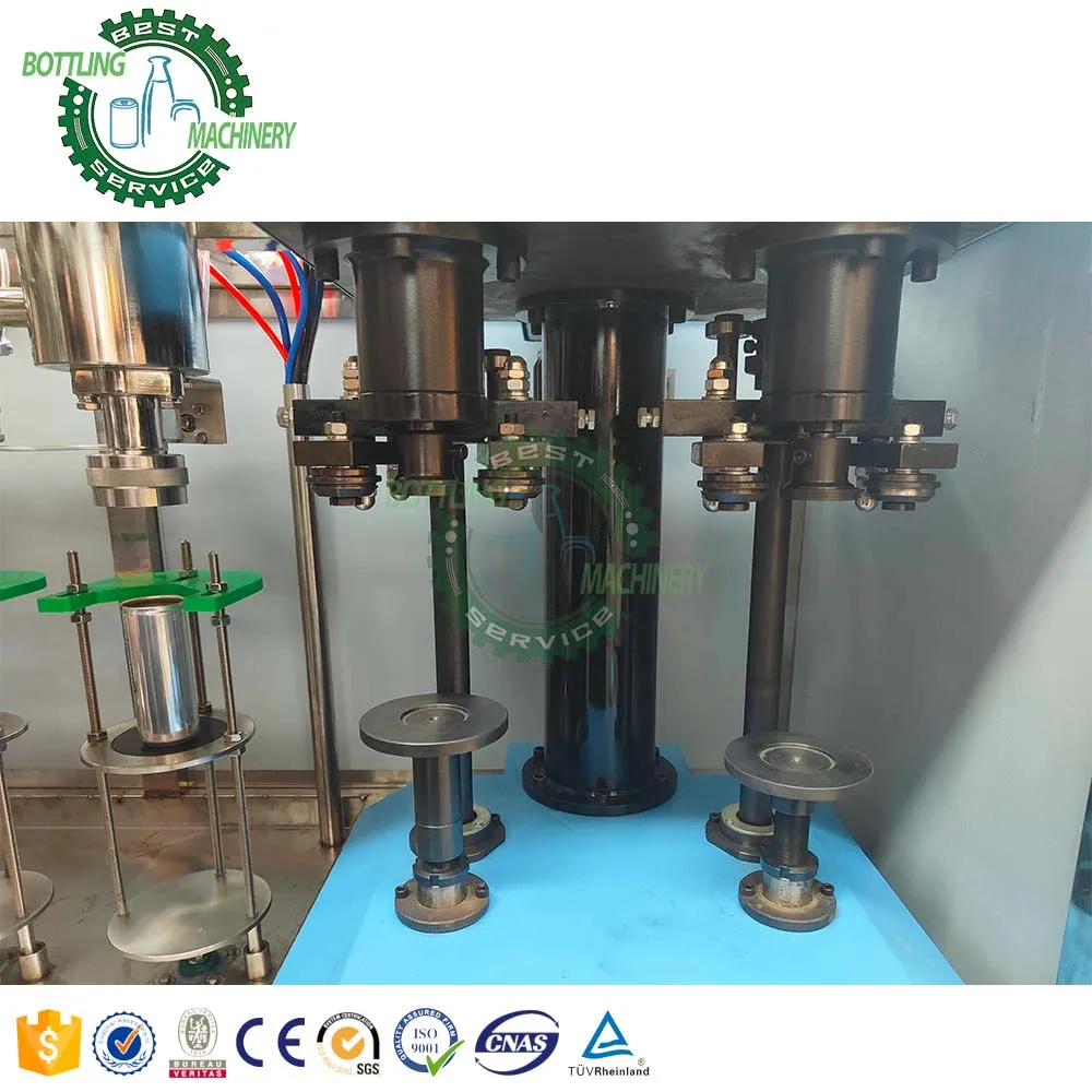 Integrated Semi automatic carbonated soda water beverage foaming wine Sparkling aluminium pop Can filling sealing equipment