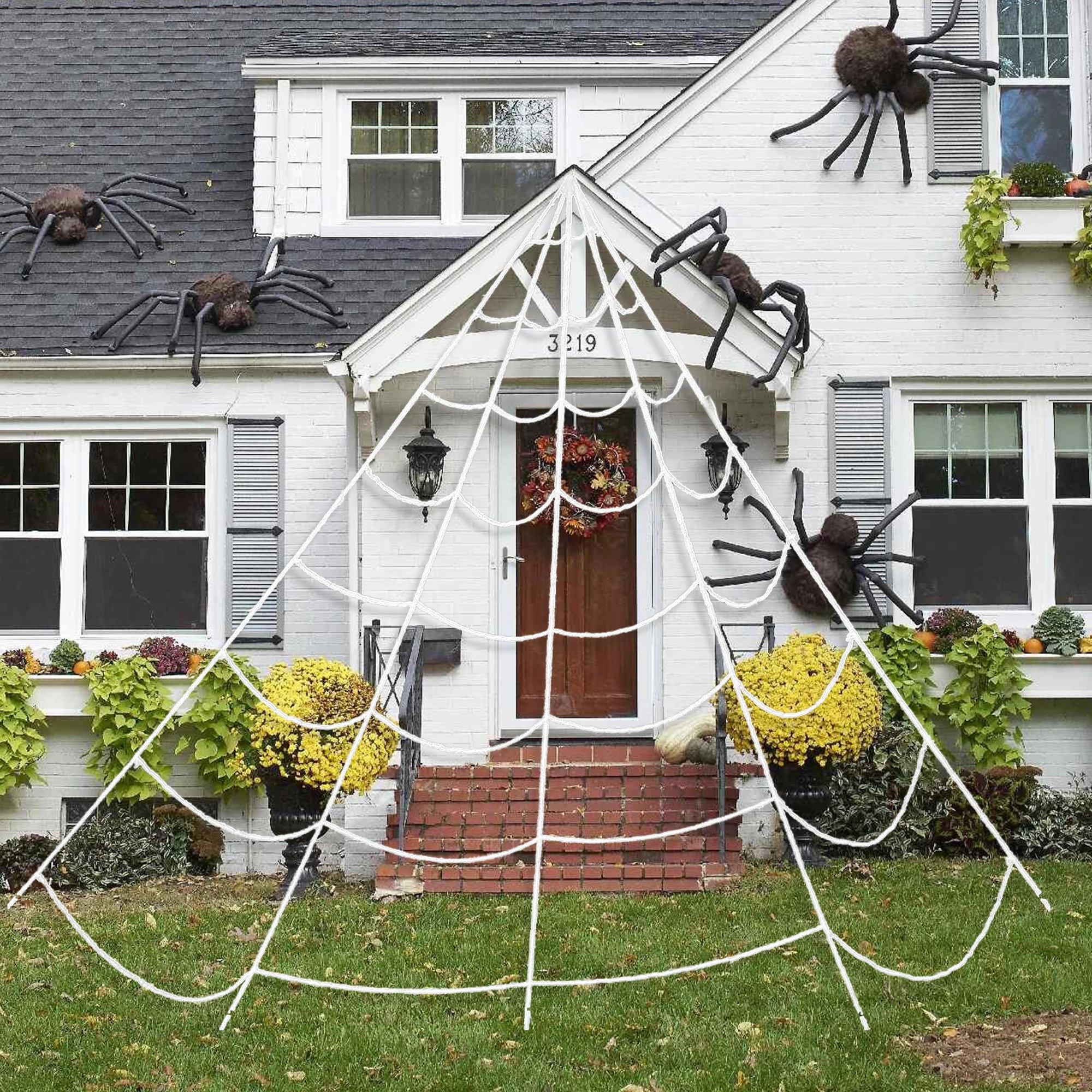 Halloween Decorations Wholesale Round Spider Web Triangular Huge Spider Web For Indoor Outdoor Yard Home