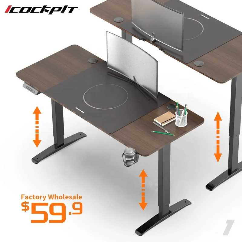 Icockpit Single Motor Writing Study Table Laptop Home Office Furniture Adjustable Standing Desk Work Station Desk